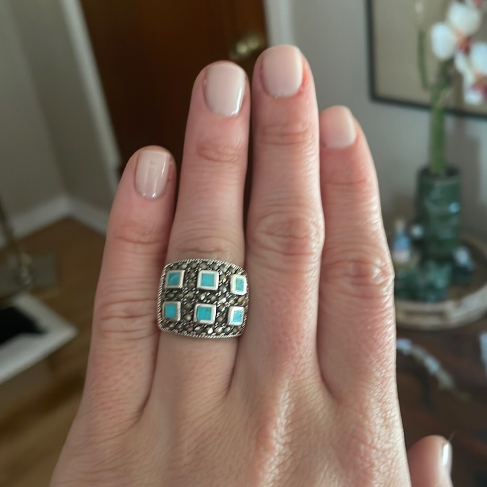 Sterling silver, turquoise ring - Picture 1 of 5